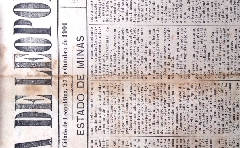 Gazeta de Leopoldina, n° 28, ano 7, 27/10/1901: Nota sobre Cia. de Ismenia dos Santos no Theatro Alencar