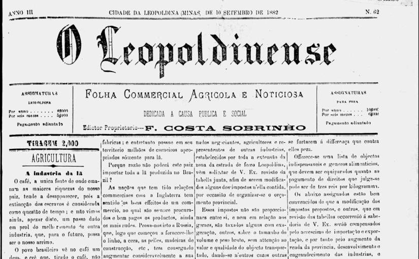 O Leopoldinense, nº 62, a. 3, 10/09/1882: Inauguração do Circo, em Tapirussu